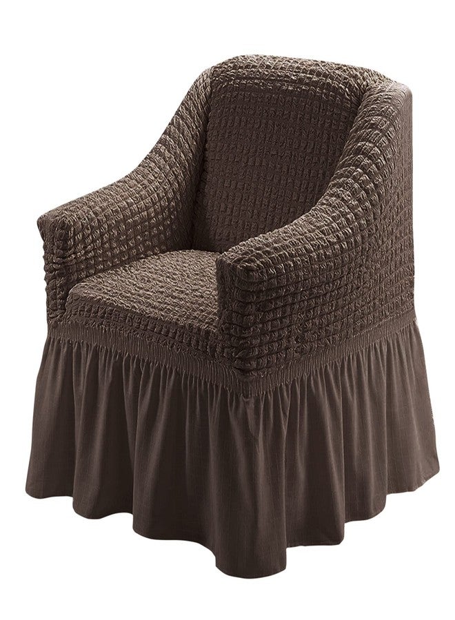Jeloris Stretch Armchair Slipcover Easy Fitted Sofa Couch Cover with Skirt, Durable Washable Universal High Elastic Furniture Protector for Kids, Pets (Small, Dark Brown) - Image 1